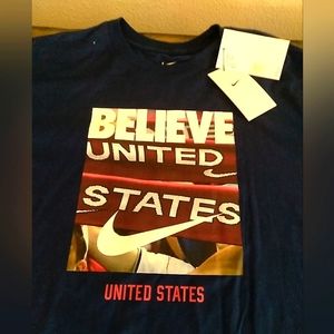 Nike USMNT USA Men's National Team BELIEVE Soccer T-Shirt Navy NEW Medium